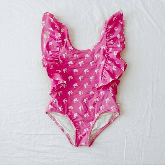 Posh Peanut Other - Barbie X Posh Peanut Girls One piece ruffled flutter sleeve swimsuit